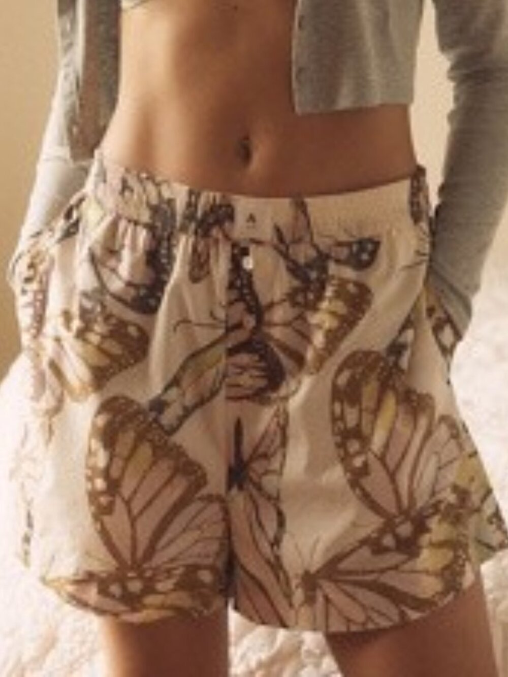 NWT Anthropologie The Wren Boxer Shorts Mauve Butterfly XXS
